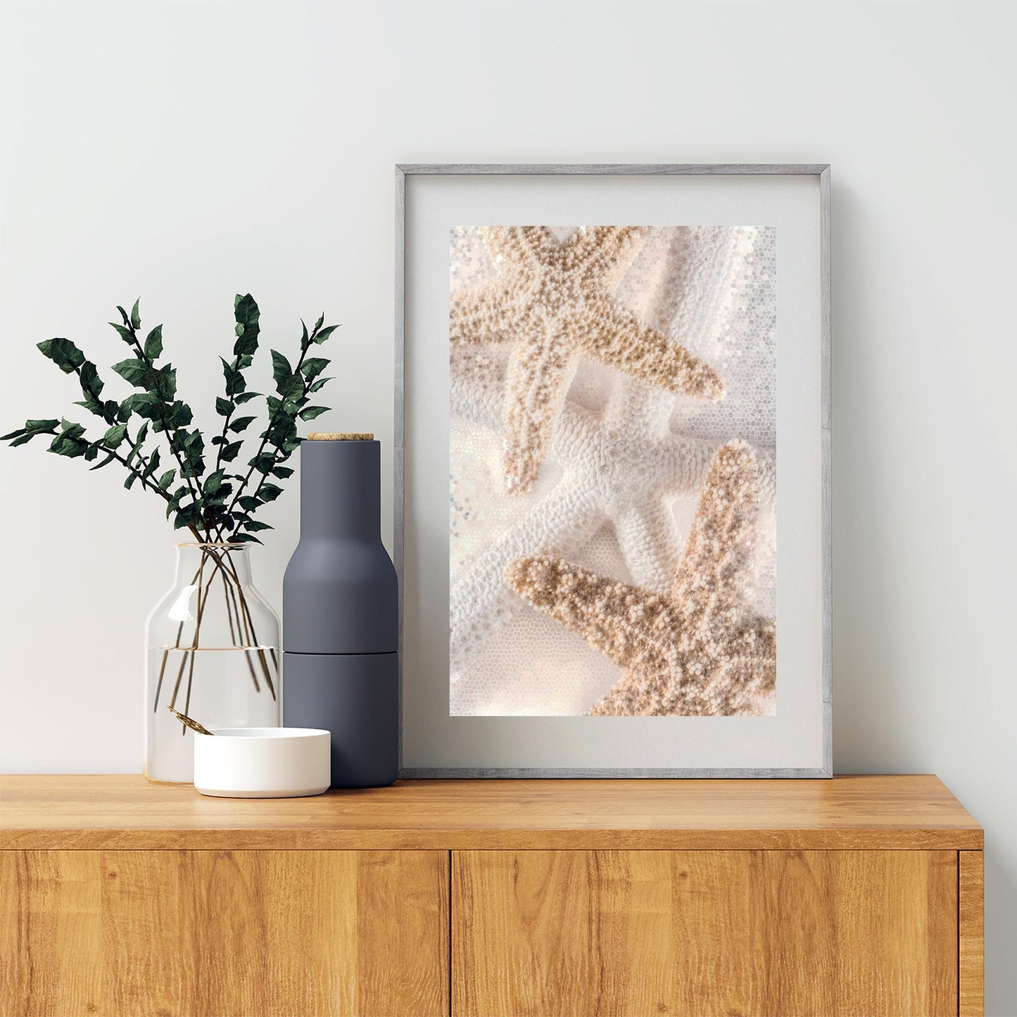 Starfish Seashells Bathroom Wall Art as Gift for Home