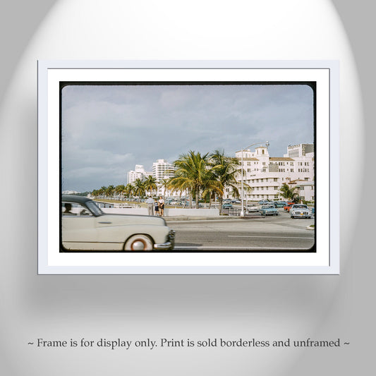 Miami Beach Vintage Photo – Eden Roc Hotel & Cadillac Print