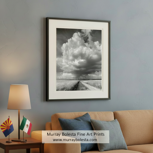 Black & White Western Prairie Landscape Print - Thunderstorm Wall Art