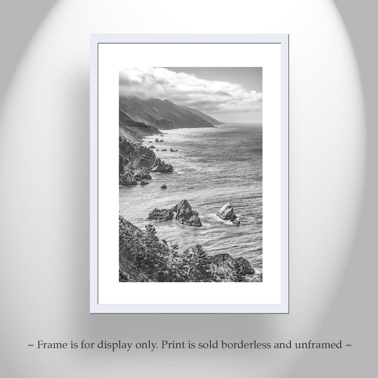 Pacific Coast Black and White Framed Art | Big Sur California Gift