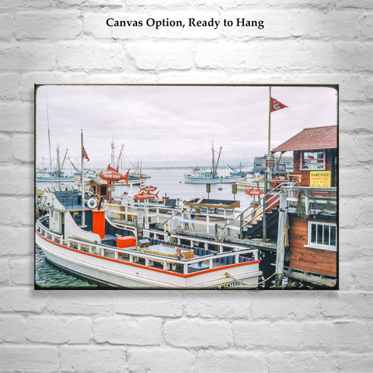 Monterey Bay California 1958 Vintage Photo Print with Boats