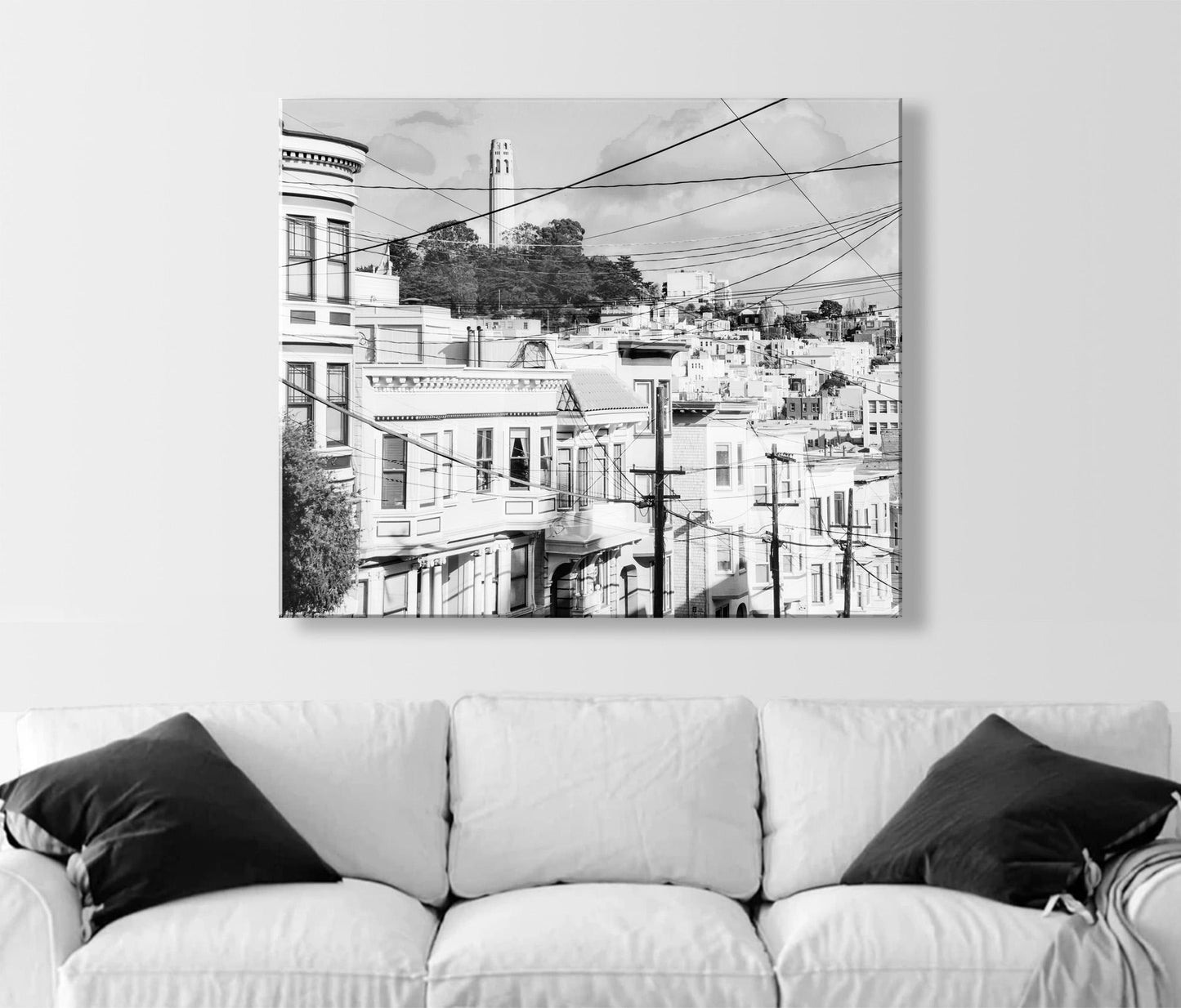 Coit Tower San Francisco Photography in Black and White with Telegraph Hill
