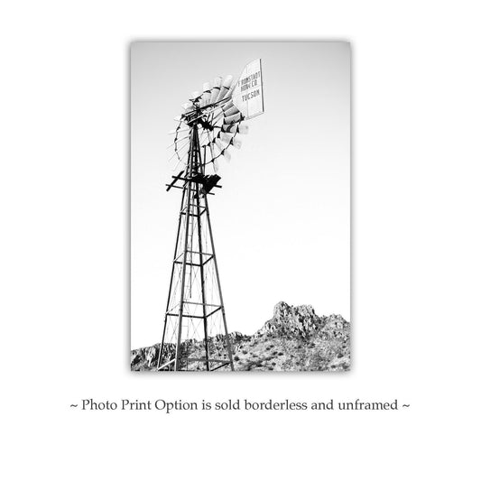 Windmill Art Print – Rustic Tucson Arizona Landscape Decor