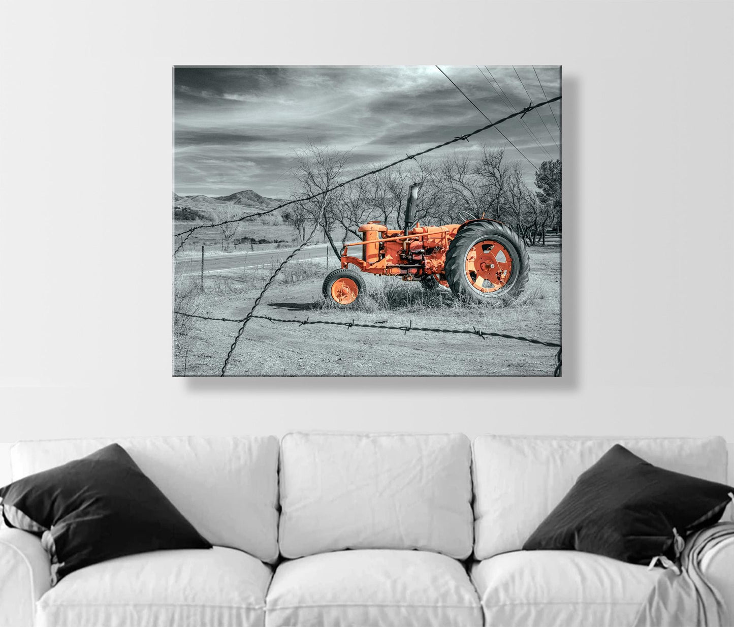 Red Tractor Ranch Art Print – Rustic Nogales Arizona Landscape