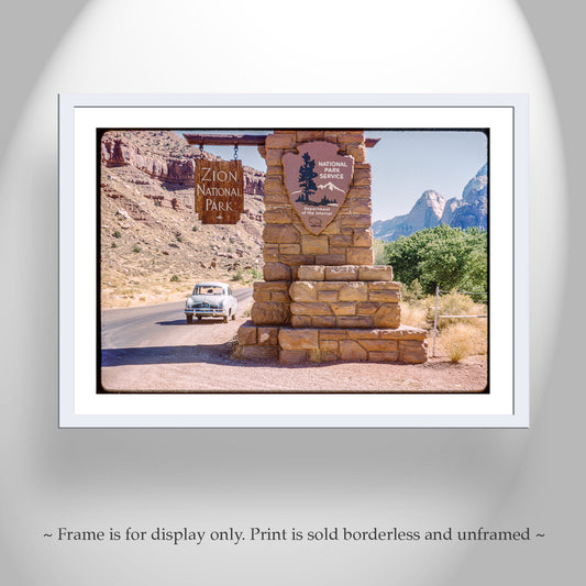 Zion National Park Vintage Road Trip Photo with Renault Car