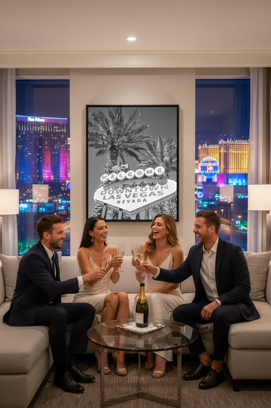 Vintage Vegas Neon Art Print | Black & White Las Vegas Wall Decor