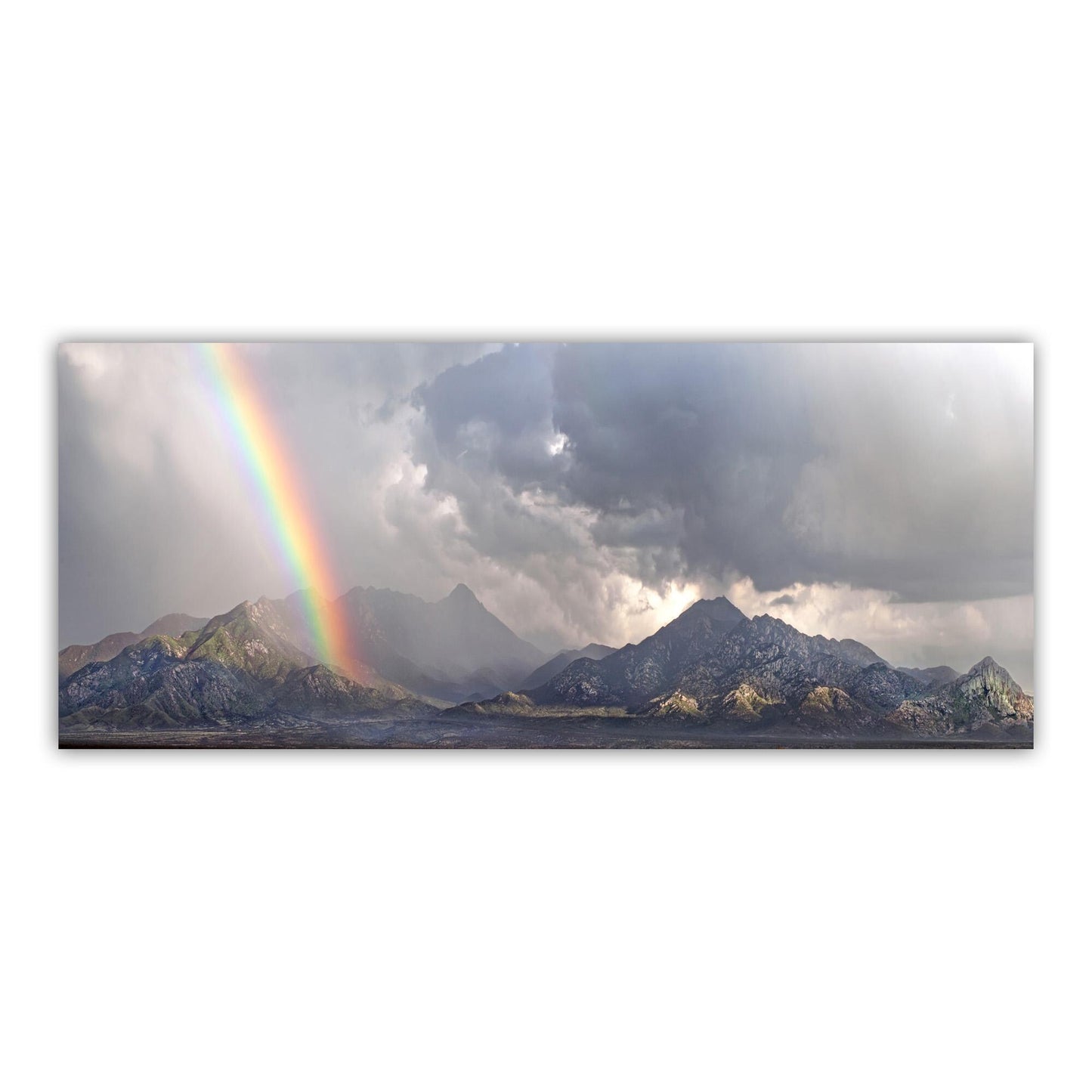 Tucson Arizona Landscape Art | Santa Rita Mountains Desert Rainbow Art