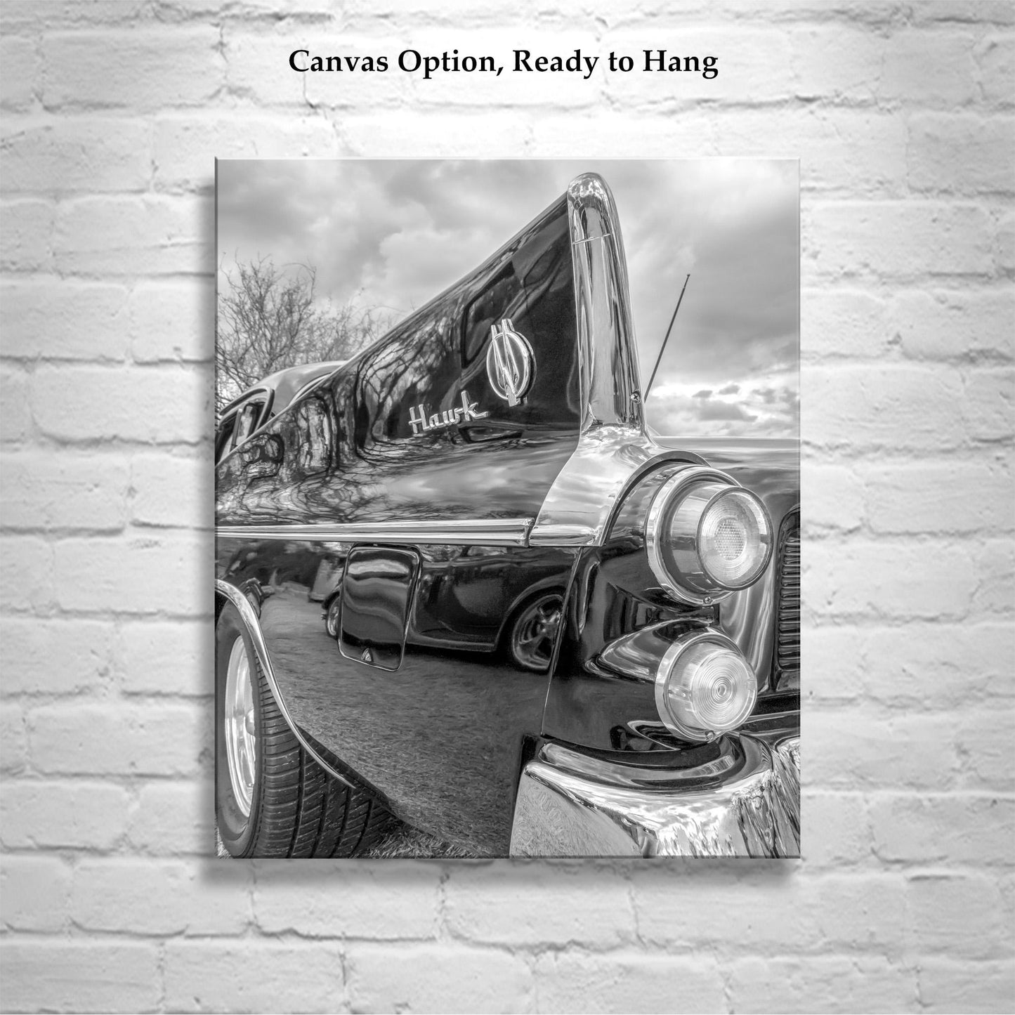 Studebaker Hawk Car Art Print – Black & White Automotive Wall Decor