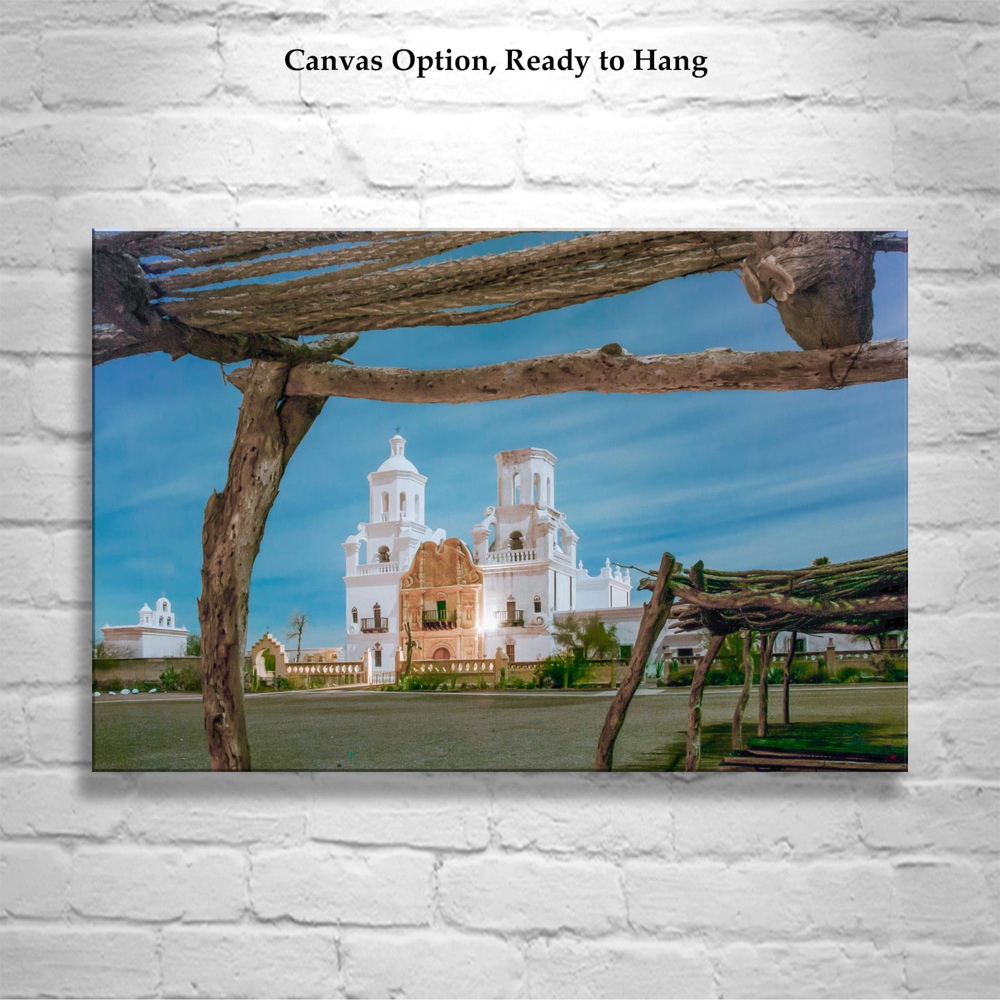 San Xavier del Bac Mission Artwork Print at Night in Tucson Arizona