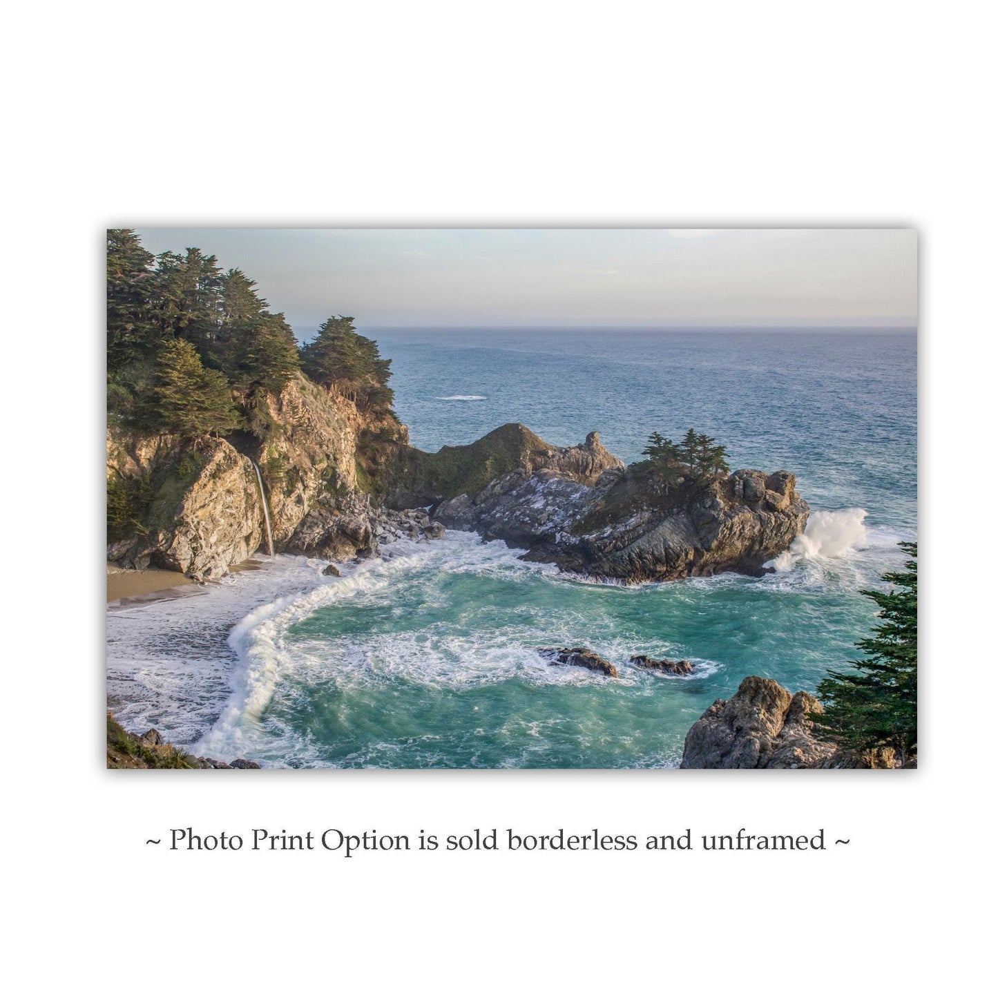 Ocean Photography at Big Sur Beach with McWay Falls in Color or Black and White | Pacific Coast Seascape Art Gift for Home or Office