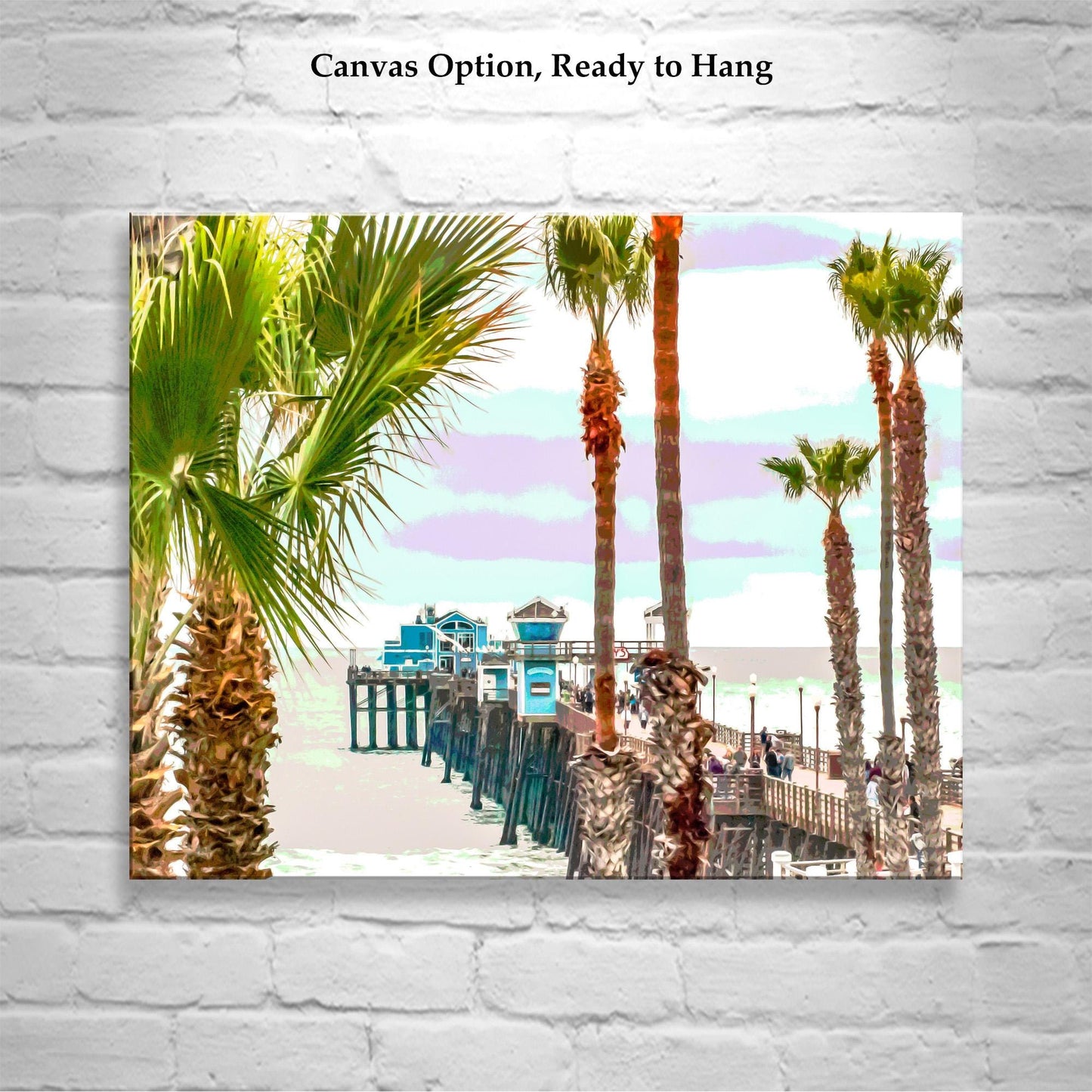 Oceanside Pier Art Print at San Diego California Coast | Beautiful Beach Palm Trees | California Living Gift Photo