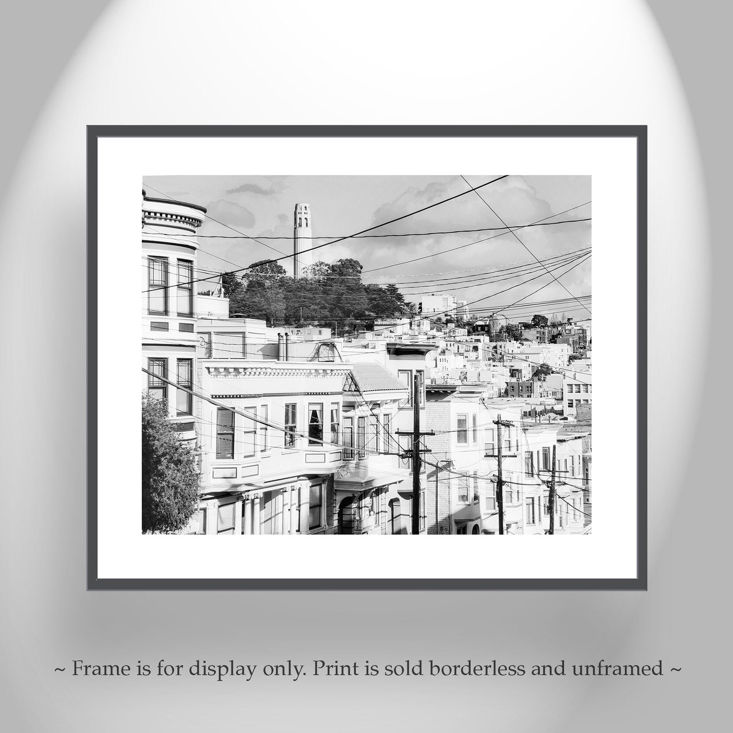 Coit Tower San Francisco Photography in Black and White with Telegraph Hill