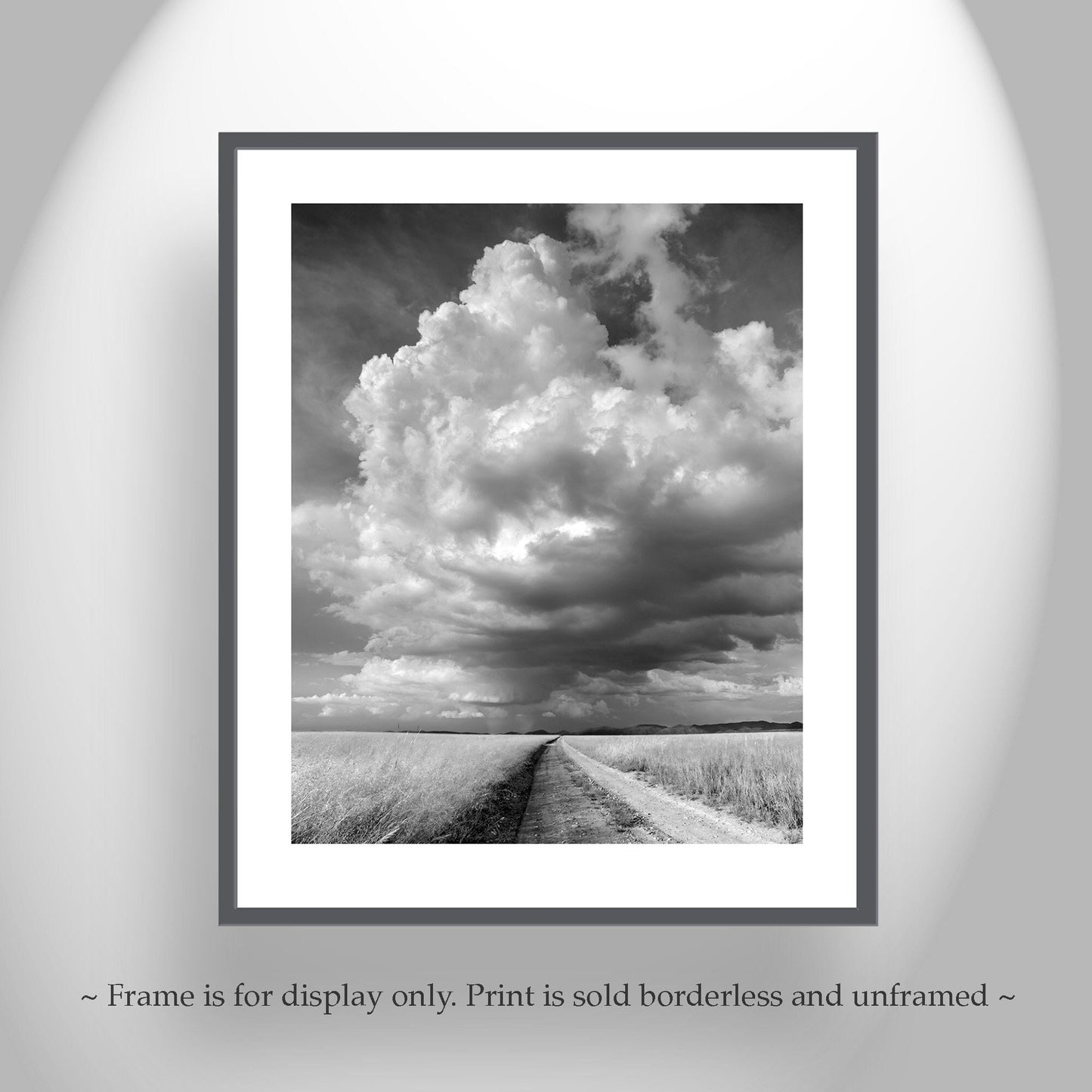 Black and White Western Prairie Landscape Print – Thunderstorm Art
