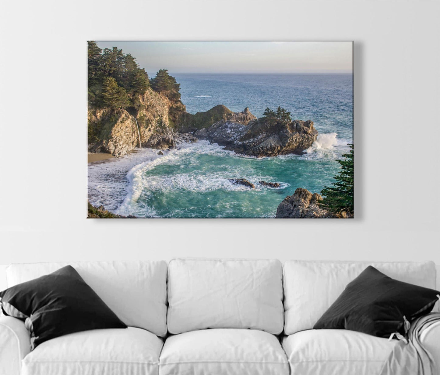 Ocean Photography at Big Sur Beach with McWay Falls in Color or Black and White | Pacific Coast Seascape Art Gift for Home or Office
