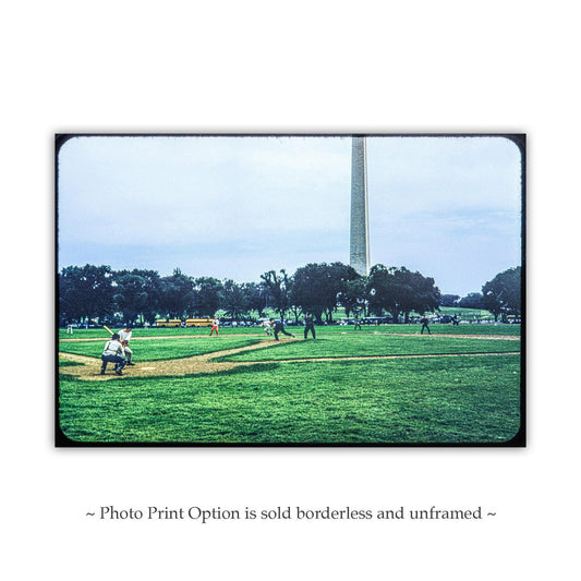 Baseball at Capitol Mall Washington Monument Vintage Photo Print