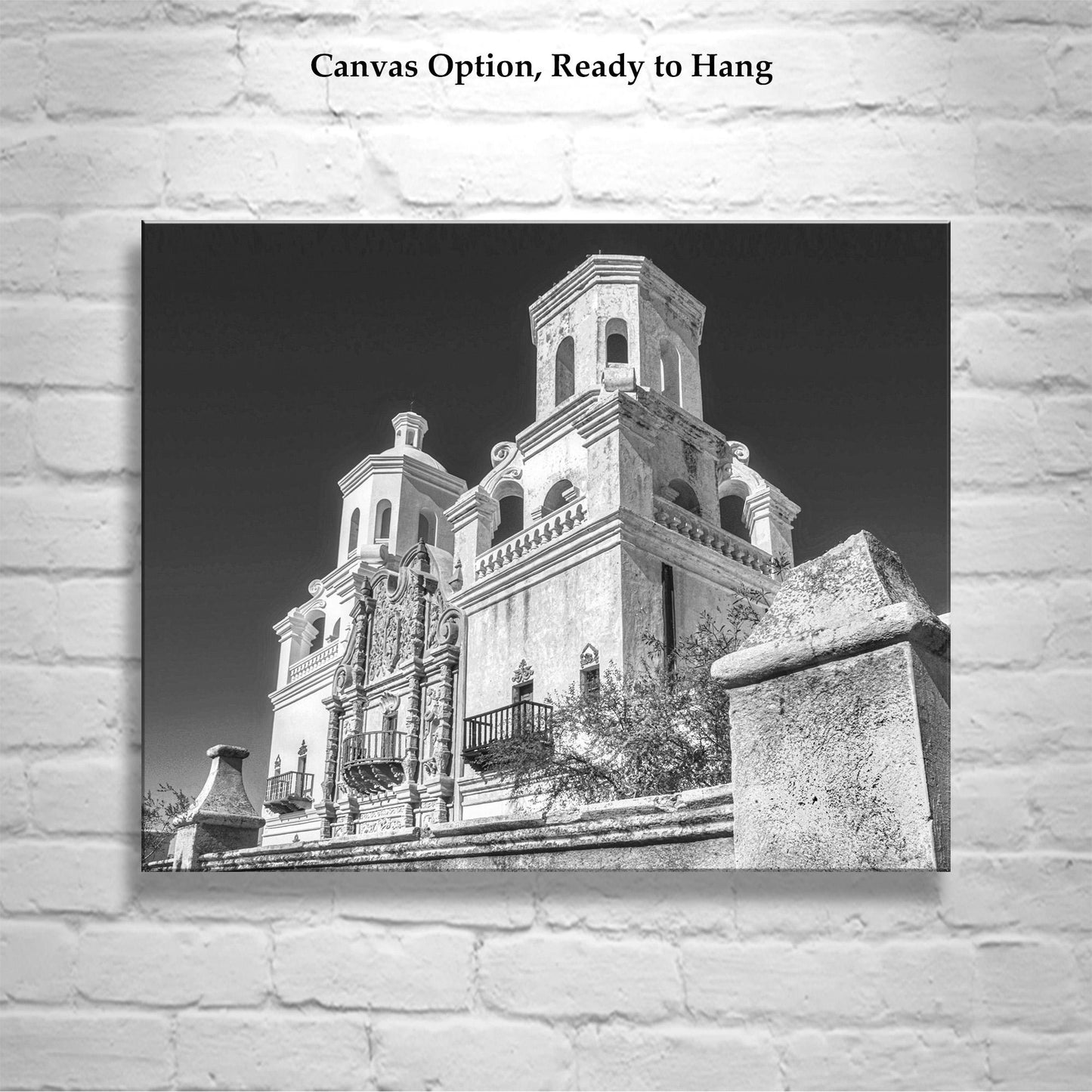 Tucson Arizona Mission San Xavier del Bac Cathedral in Black and White