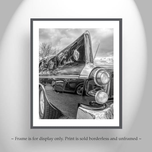 Studebaker Hawk Art Print | Vintage Car Black & White Decor
