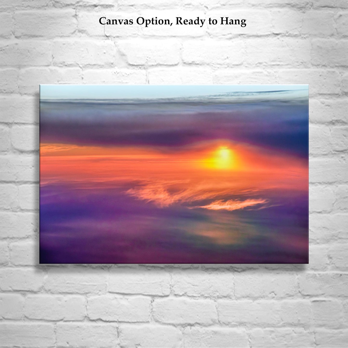 Golden Sunset Canvas Art: Framed Aerial Pacific Ocean Wall Print