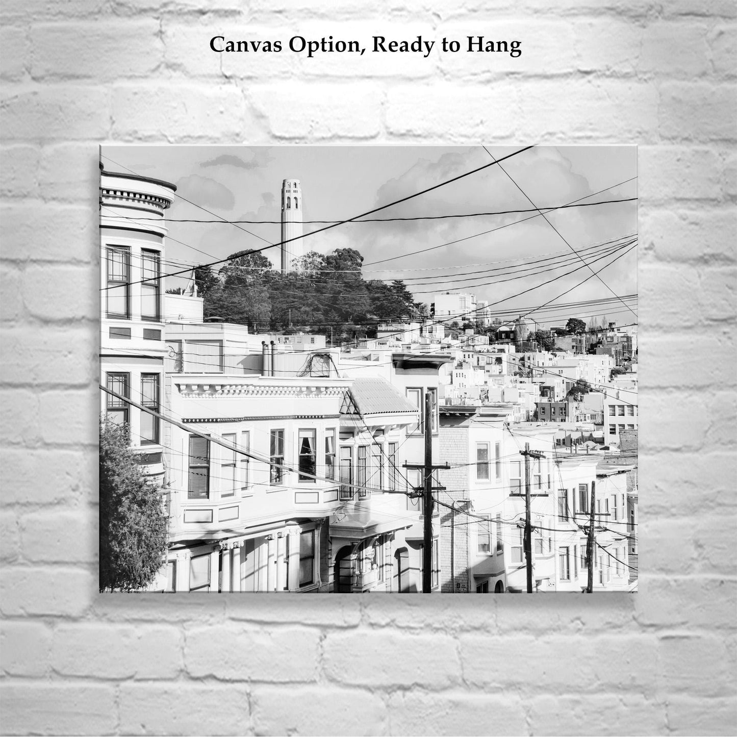 Coit Tower San Francisco Photography in Black and White with Telegraph Hill