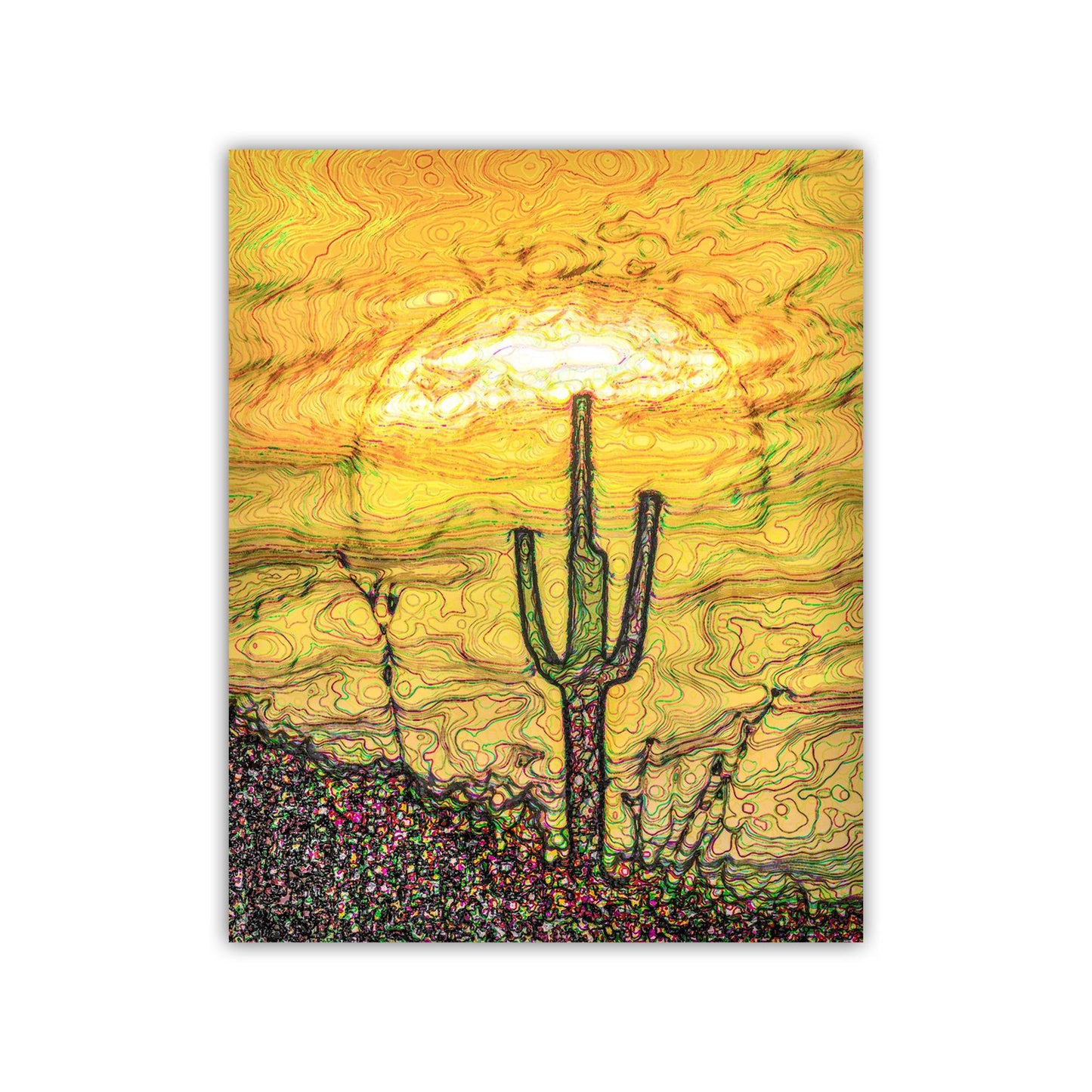 Arizona Art | Desert Saguaro Cactus Sunset | Southwest Wall Decor