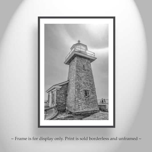 Santa Cruz Lighthouse Print - Black & White California Surf Art