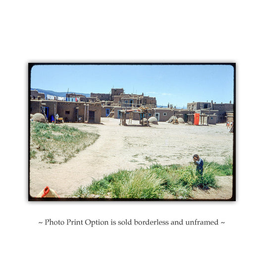 Taos Pueblo Vintage Photo – Midcentury New Mexico Wall Art