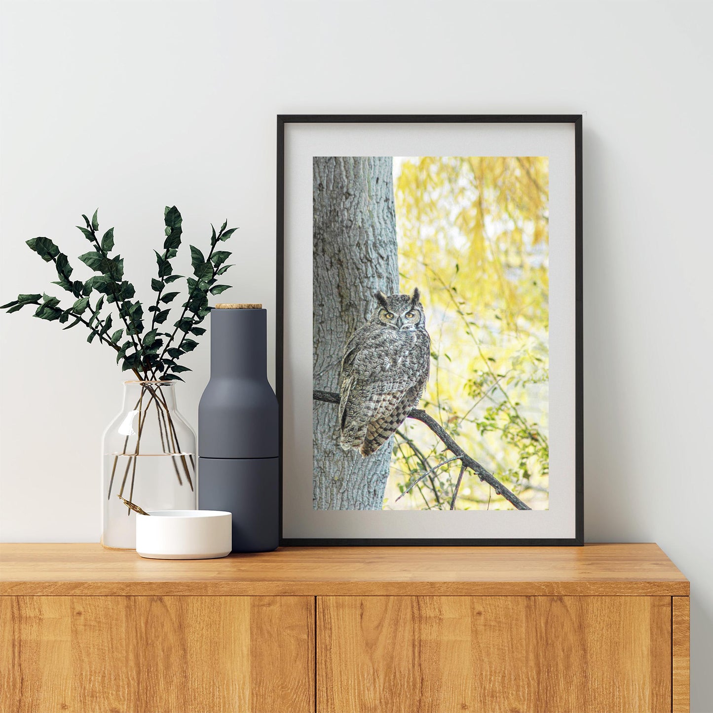 Great Horned Owl Wall Art – Arivaca Arizona Bird Print with Fall Colors