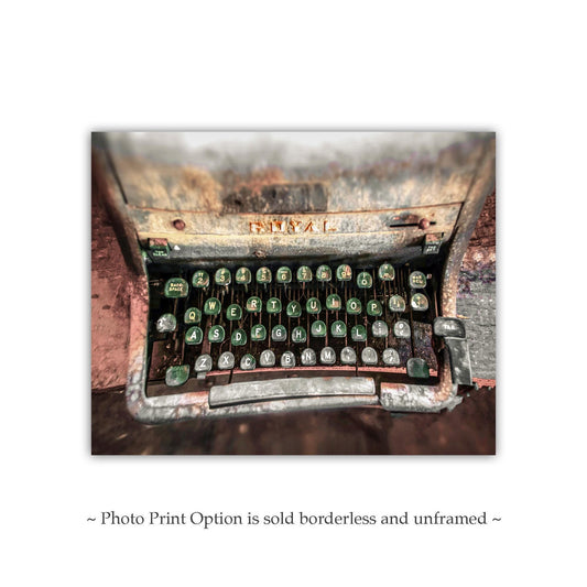 Vintage Typewriter Print – Surreal Ghost Town Wall Art