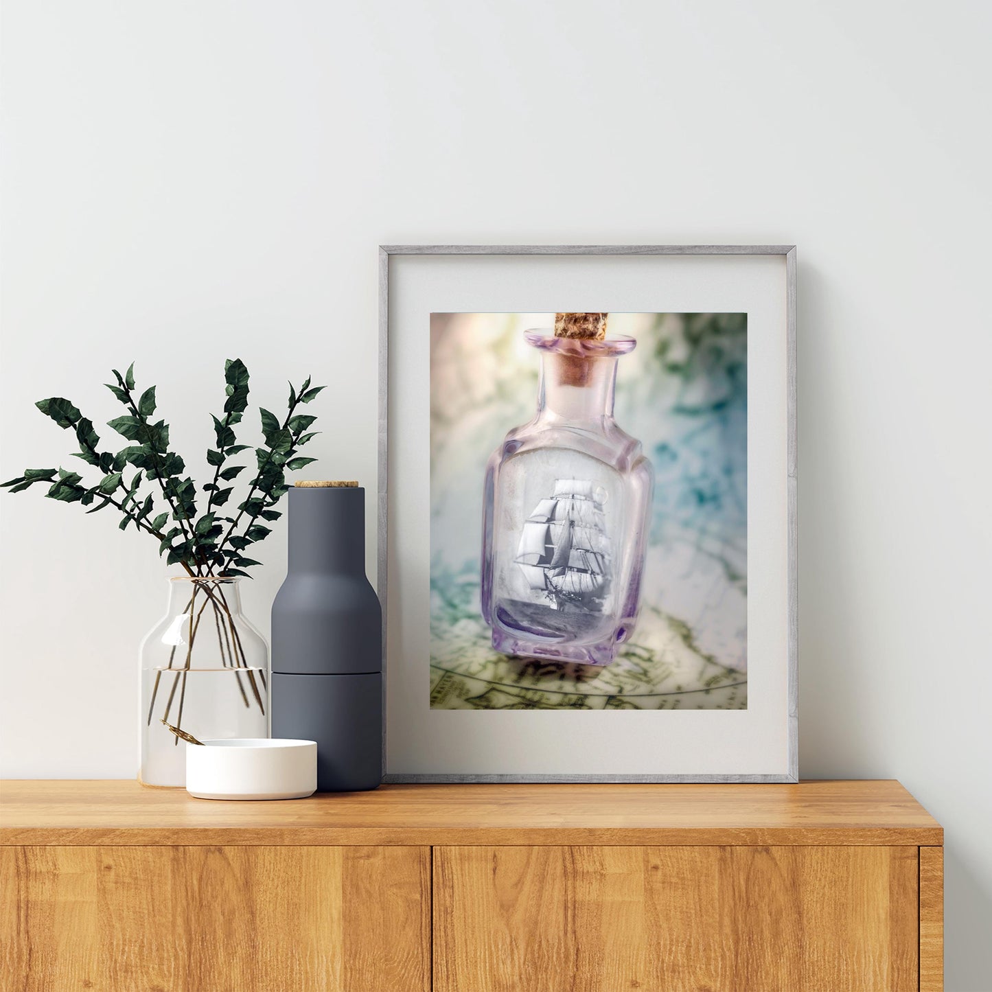 Clipper Ship in a Bottle | Fine Art Romantic Nautical Print
