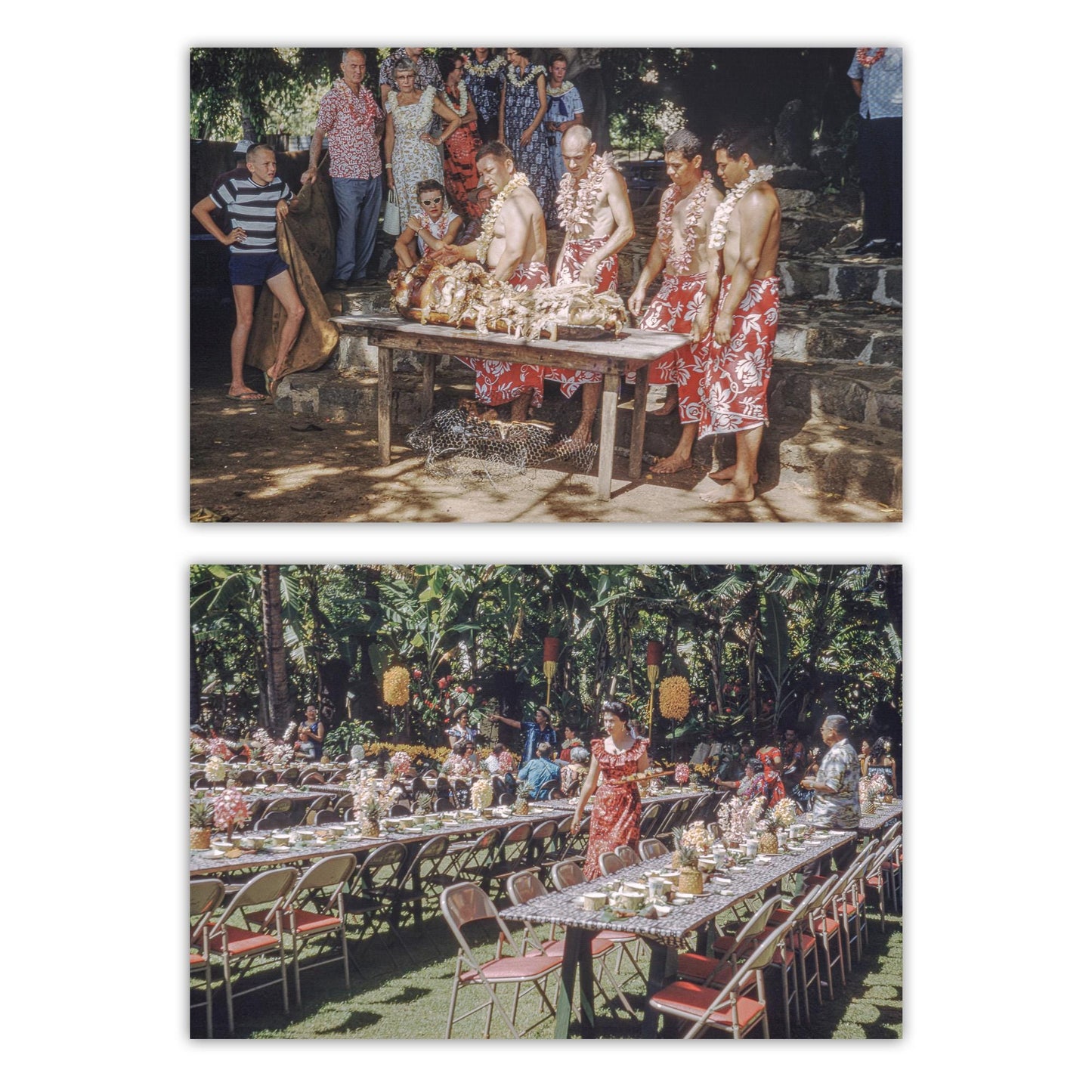 Vintage Hawaiian Luau Photography Prints Set of 2 | Hawaii Wall Decor