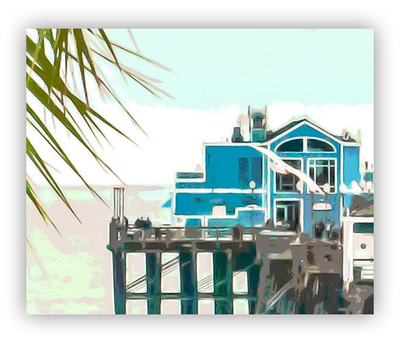 Oceanside Pier Art Print at San Diego California Coast | Beautiful Beach Palm Trees | California Living Gift Photo