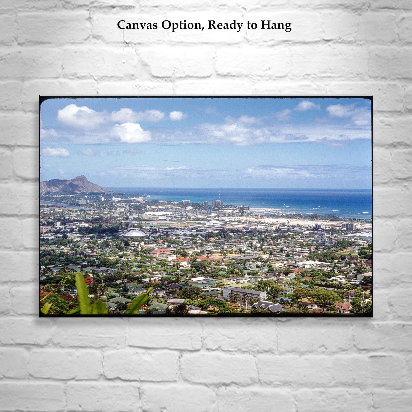 Honolulu Hawaii Panorama Wall Art Print – Vintage Photograph of Diamond Head, Waikiki Beach & Pacific Ocean | Hawaiian Home Decor