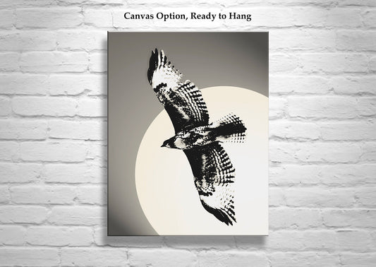 Hawk in Flight Silhouette Print | Tucson Arizona Black & White