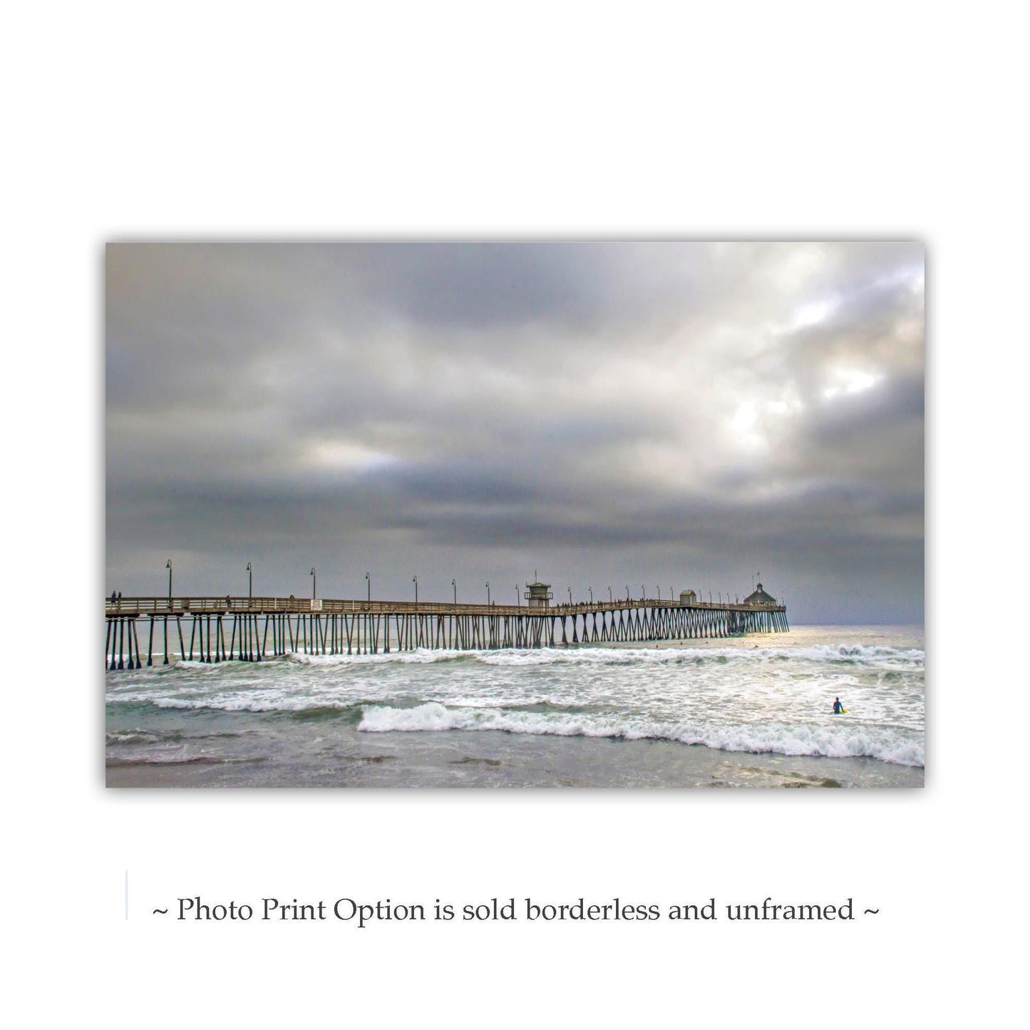 Imperial Beach Pier San Diego Surf Art Print | California Coastal Photography with Surfers | Ocean Wall Decor Gift for Home or Office