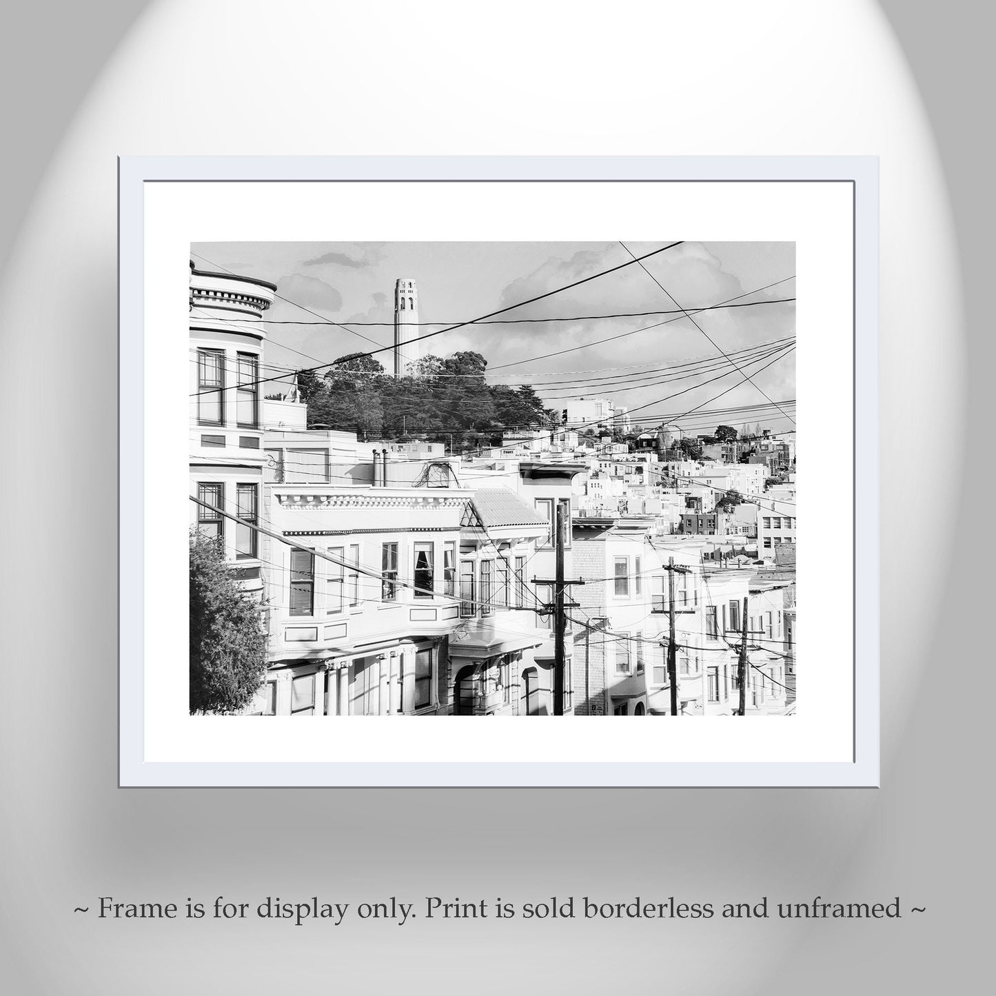 Coit Tower San Francisco Photography in Black and White with Telegraph Hill