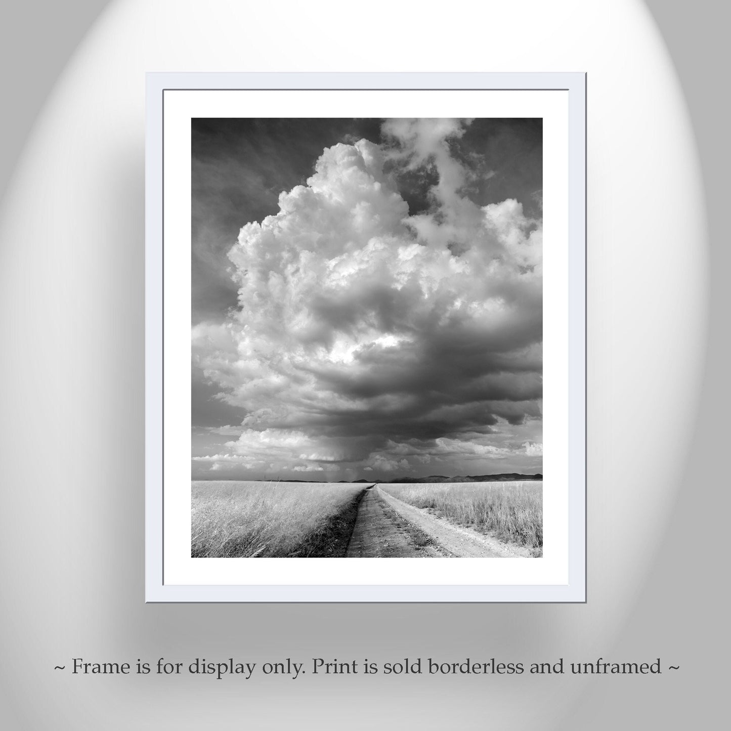 Black and White Western Prairie Landscape Print – Thunderstorm Art