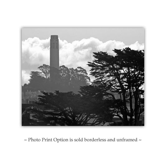 Coit Tower San Francisco Artwork | Black & White Telegraph Hill Photo
