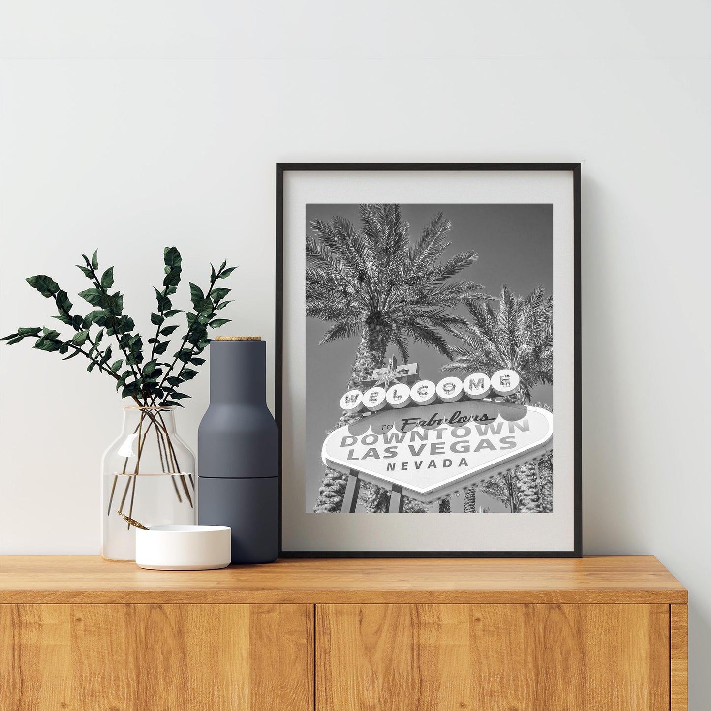 Vintage Vegas Art Print | Black and White Neon Art Decor