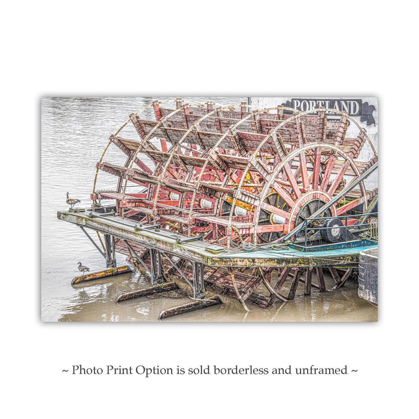 Portland Oregon Paddlewheeler Riverboat Art Print | Vintage Sternwheeler on Willamette River | Nautical Wall Art for Home or Office
