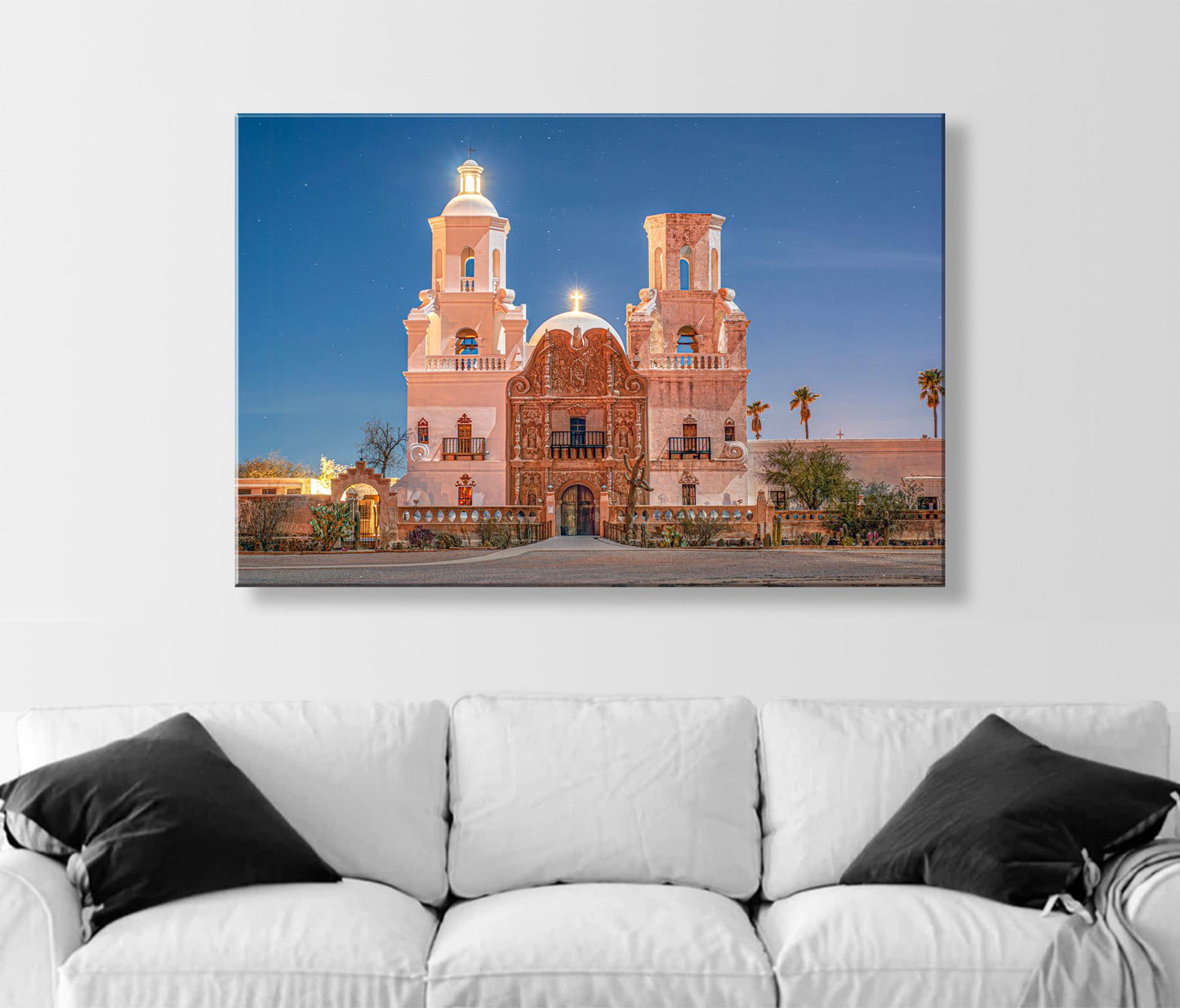 White Dove of the Desert San Xavier del Bac Tucson Mission Night Photo