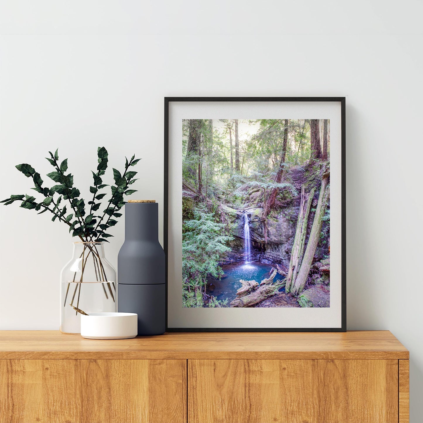 Big Basin California Redwood Forest Waterfall Vertical Art Print