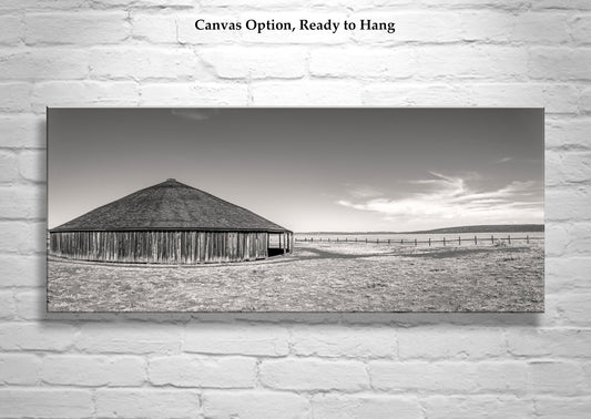Oregon Round Barn Wall Art | Western Ranch Panorama Photo Print