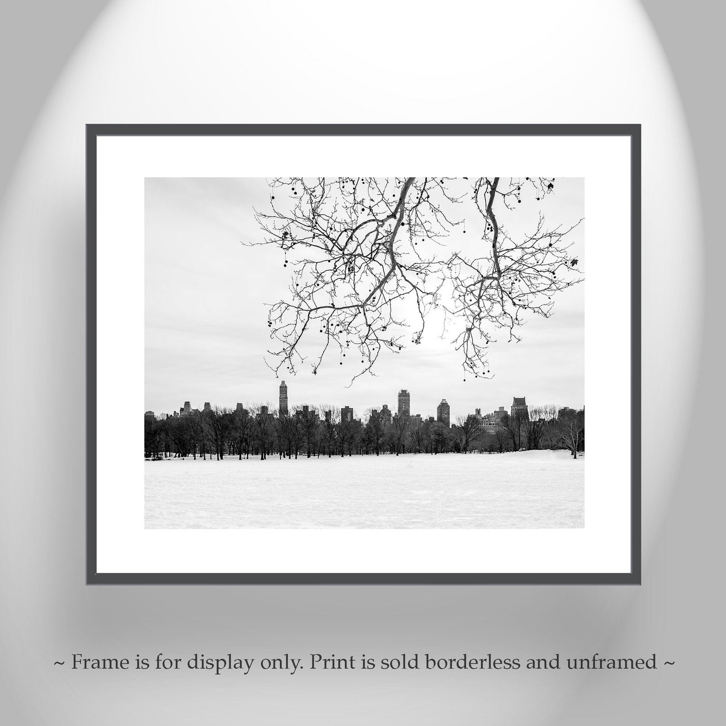 Central Park Winter Black and White Print | NYC Snow Scene Wall Art