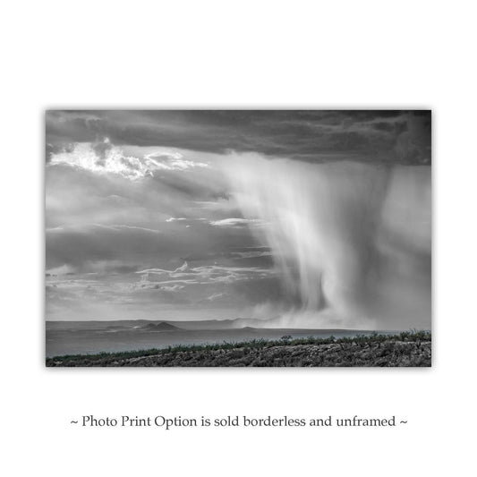 Southwestern Monsoon Rain Storm Wall Art - Arizona Black and White Print