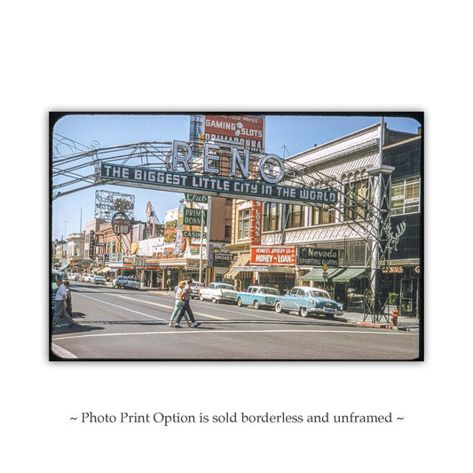 Reno Nevada Virginia Street Vintage Mid-Century Photo Print