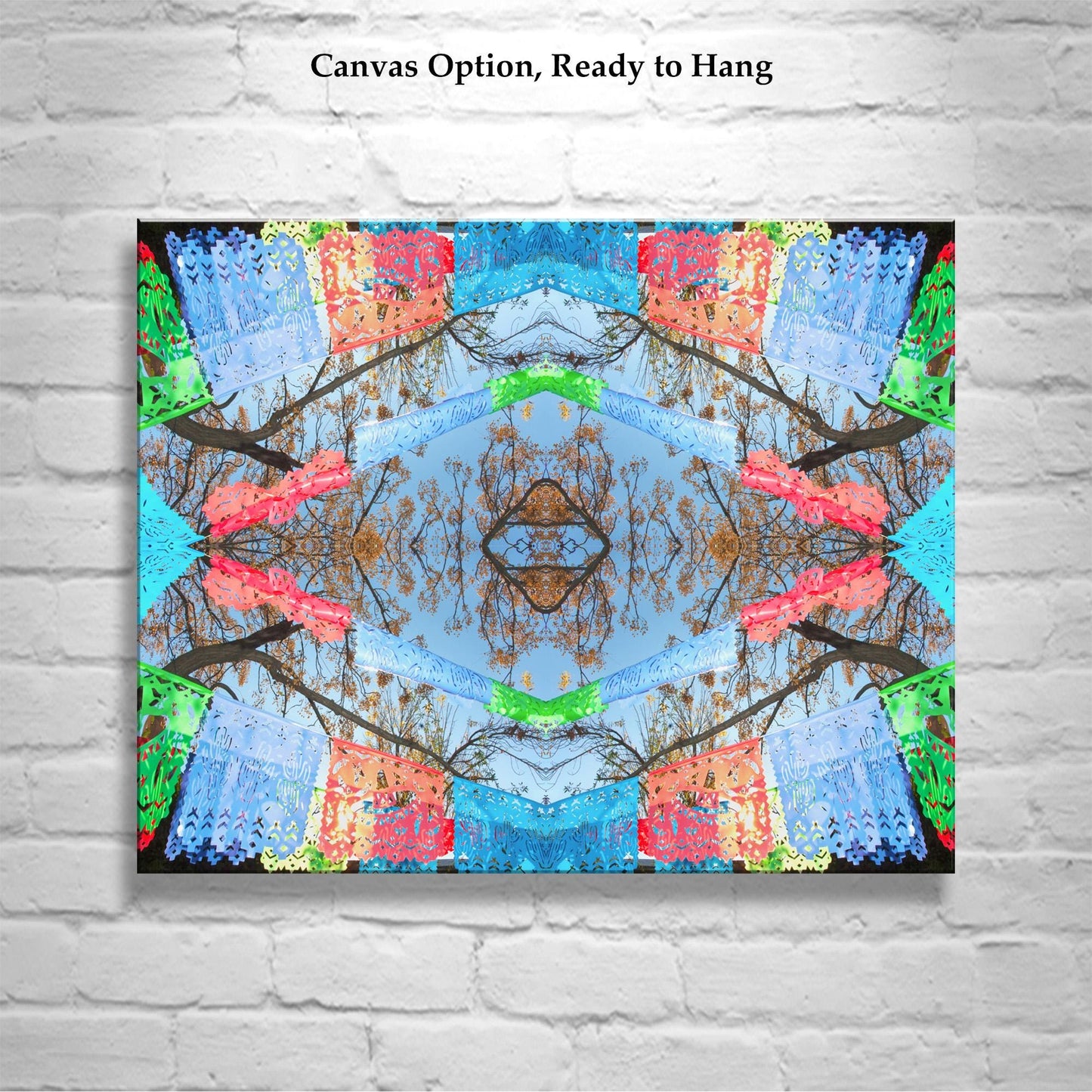 Mexican Folk Art Print with Papel Picado Banner Kaleidoscope
