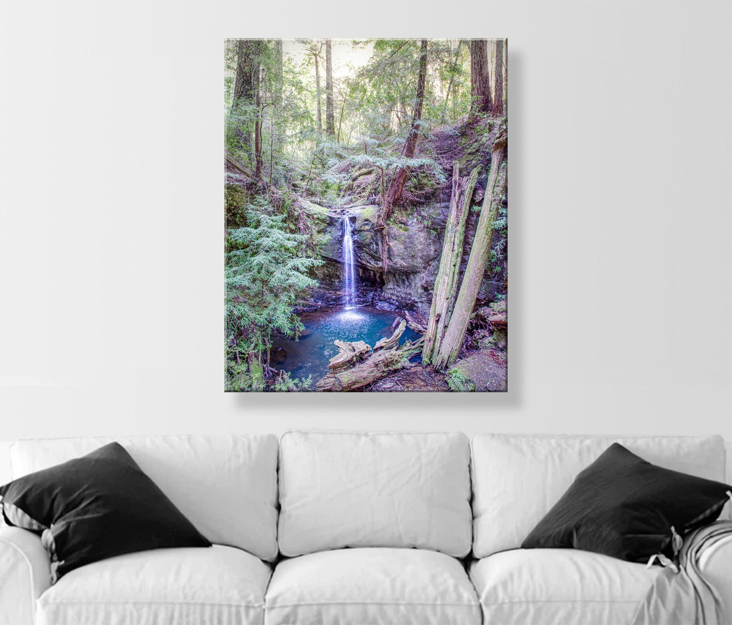Big Basin California Redwood Forest Waterfall Vertical Art Print
