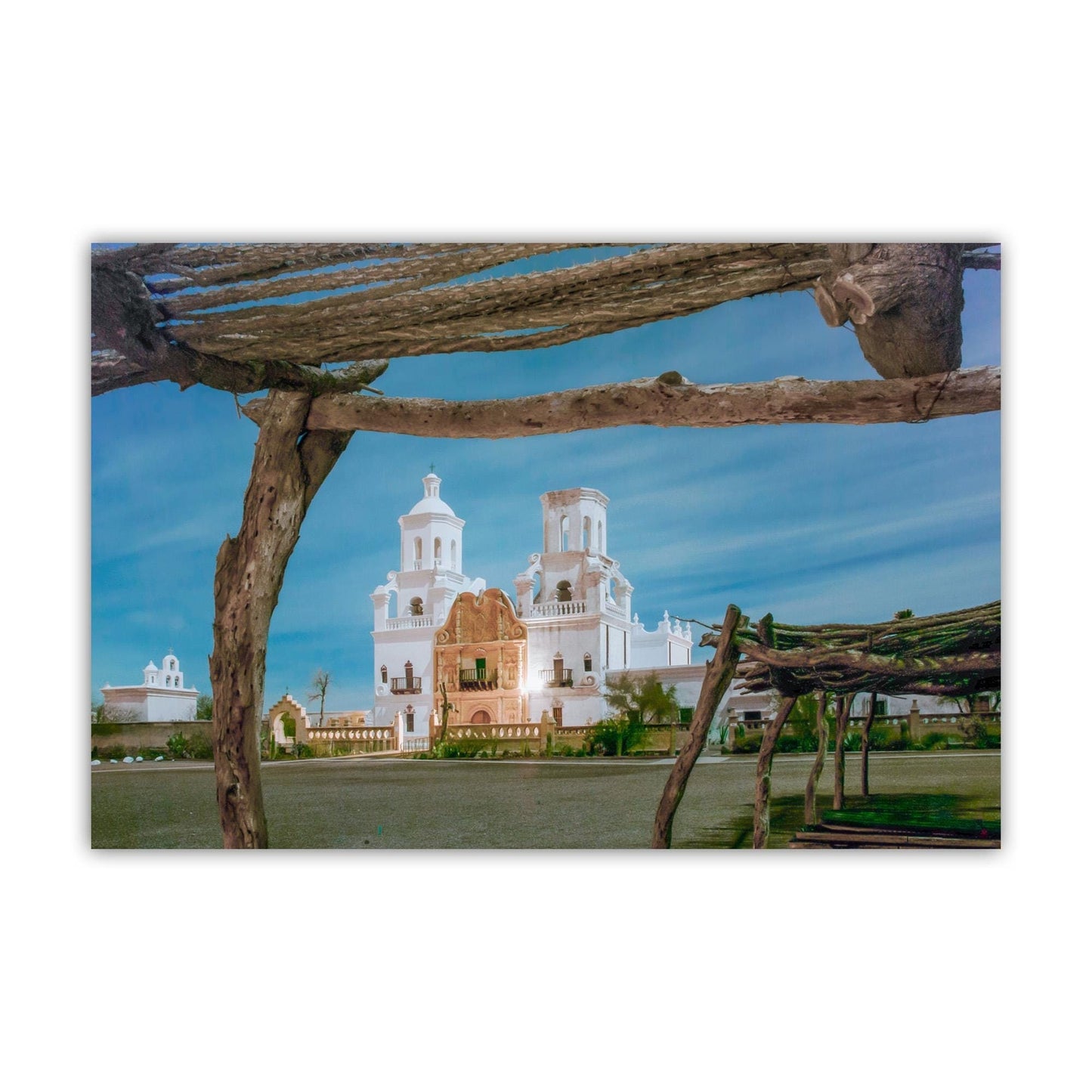 San Xavier del Bac Mission Artwork Print at Night in Tucson Arizona