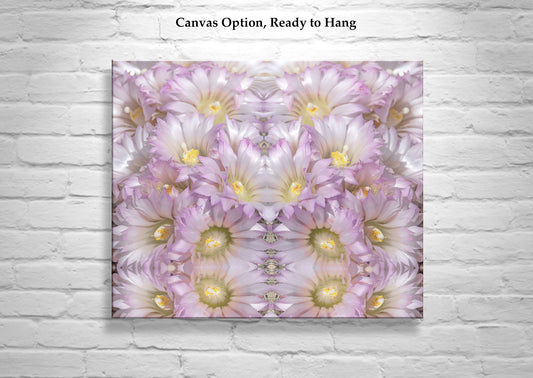 Pink Cactus Flower Photograph | Psychedelic Botanical Art in Kaleidoscope Style