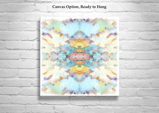 Autumn Leaves Pastel Wall Decor with Abstract Kaleidoscope Style